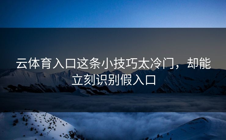 云体育入口这条小技巧太冷门，却能立刻识别假入口