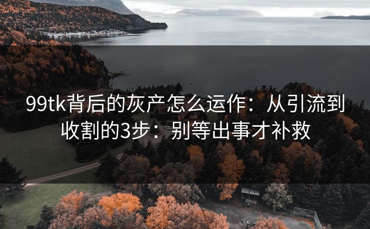 99tk背后的灰产怎么运作：从引流到收割的3步：别等出事才补救
