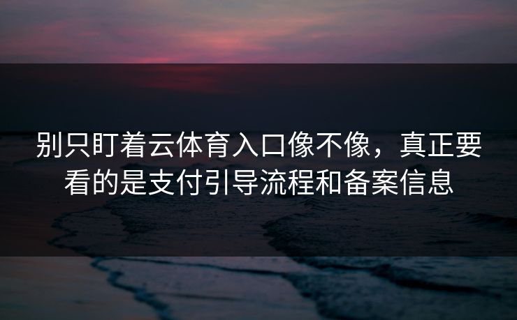 别只盯着云体育入口像不像，真正要看的是支付引导流程和备案信息