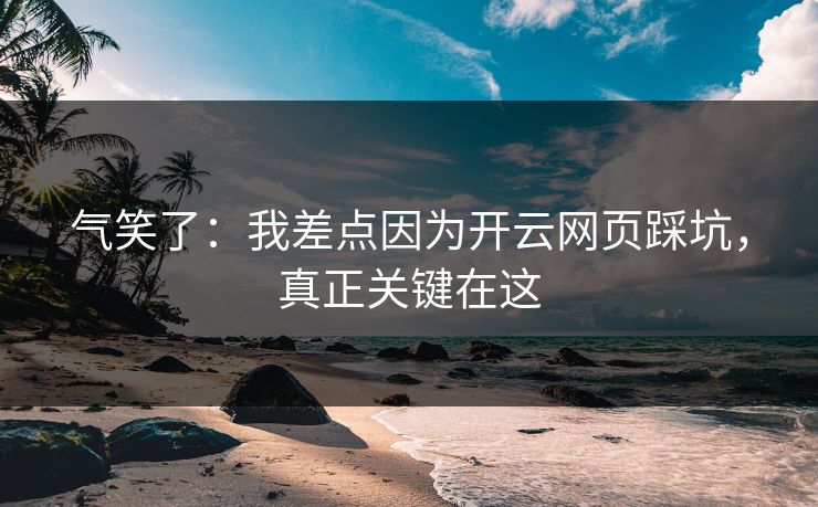 气笑了：我差点因为开云网页踩坑，真正关键在这