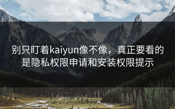 别只盯着kaiyun像不像，真正要看的是隐私权限申请和安装权限提示