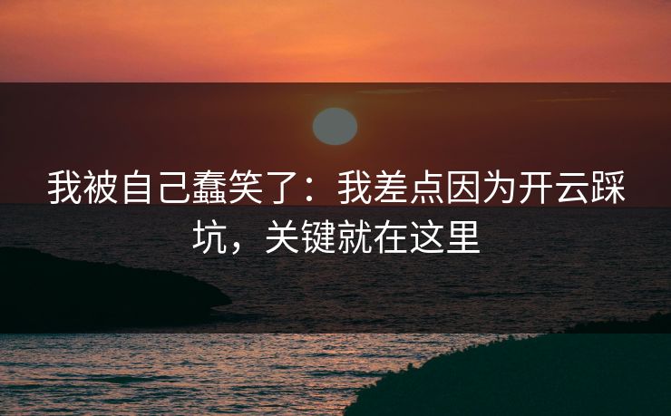 我被自己蠢笑了：我差点因为开云踩坑，关键就在这里